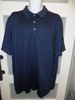 Cutter & Buck Blue/Black Herringbone Pattern SS Polo Shirt Size XXL Men's